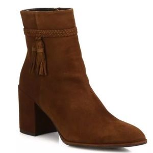 Stuart Weitzman Tazzie Tassel Suede Booties 39